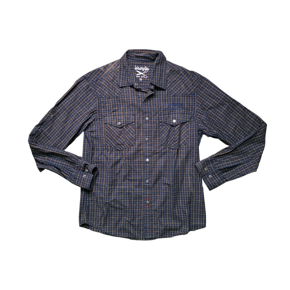 Wrangler Division 47 Checkered Long Sleeve Shirt Men M Casual Western